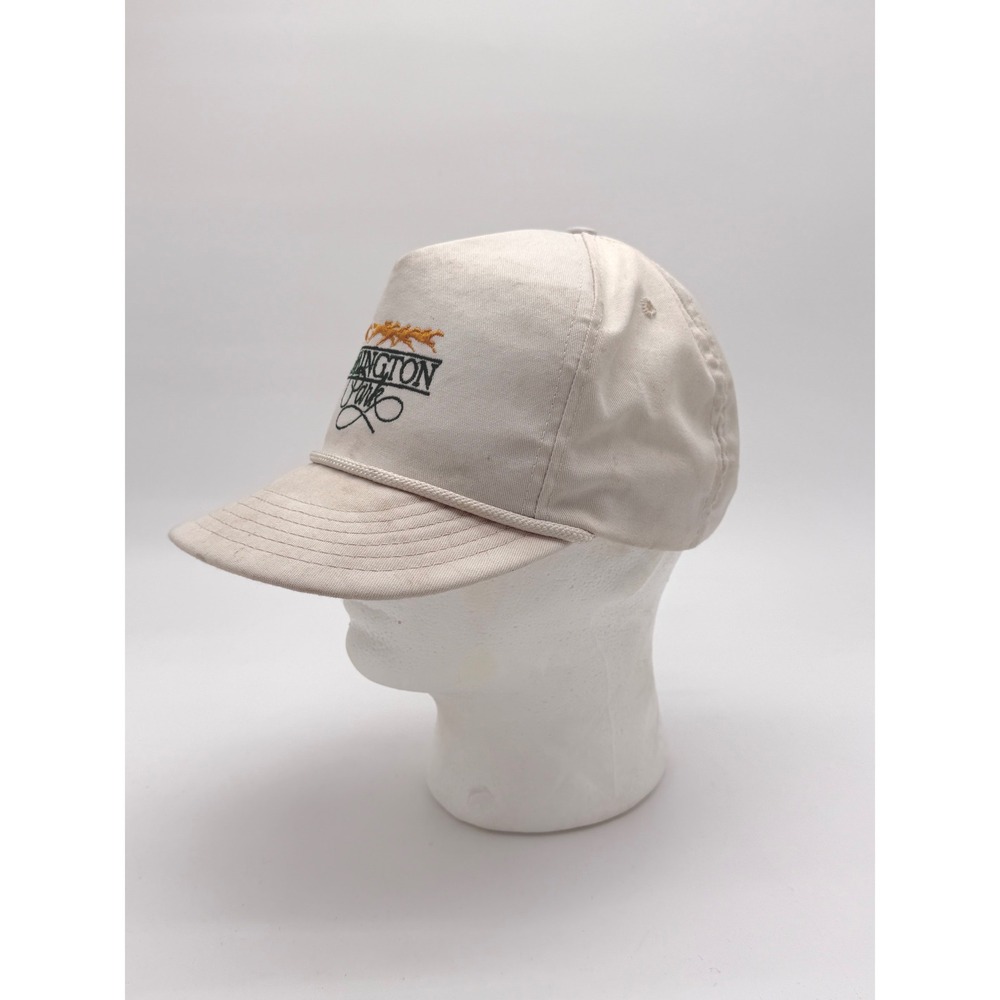 Vintage Remington Park Strapback Hat USA Made Horse Racing Cap White - Picture 2 of 8